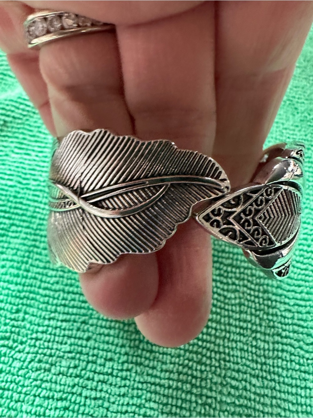 Sterling-Style Silver Feather Wrap bracelet - Women's Boho Jewelry